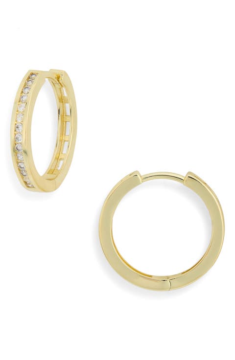 Channel Set Cubic Zirconia Huggie Hoop Earrings