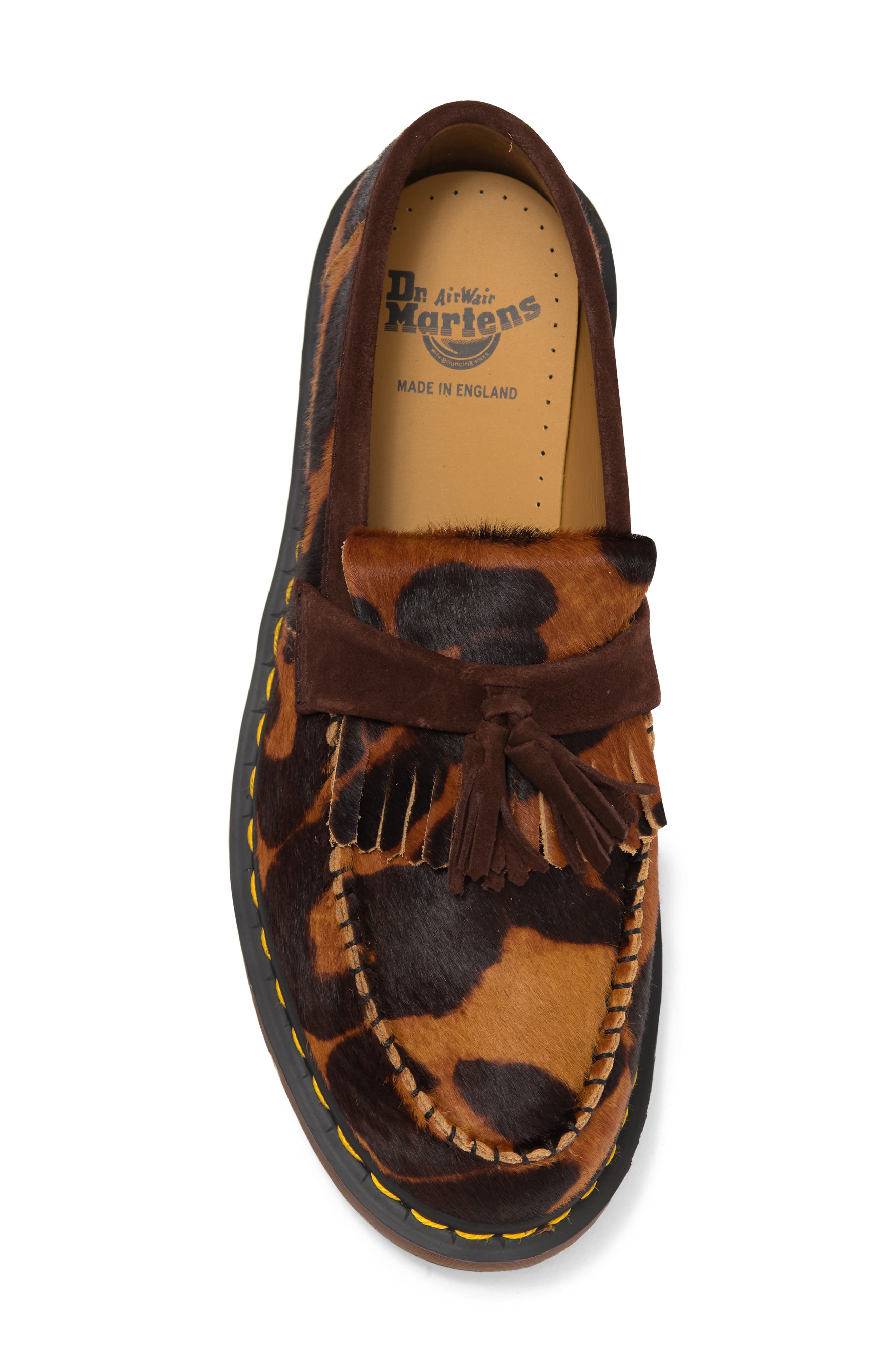 Dr. Doc Martens black leopard print hair loafers with gold buckle, men\'s 8 shoes Adrian Snaffle Leopard in Black | Dr. Martens main image 2