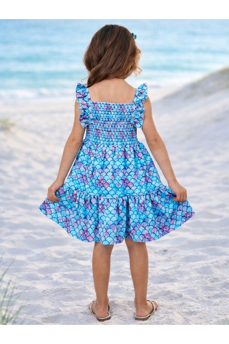I Washed Up Like This Mermaid Ruffle Sundress, Alternate, color, Blue