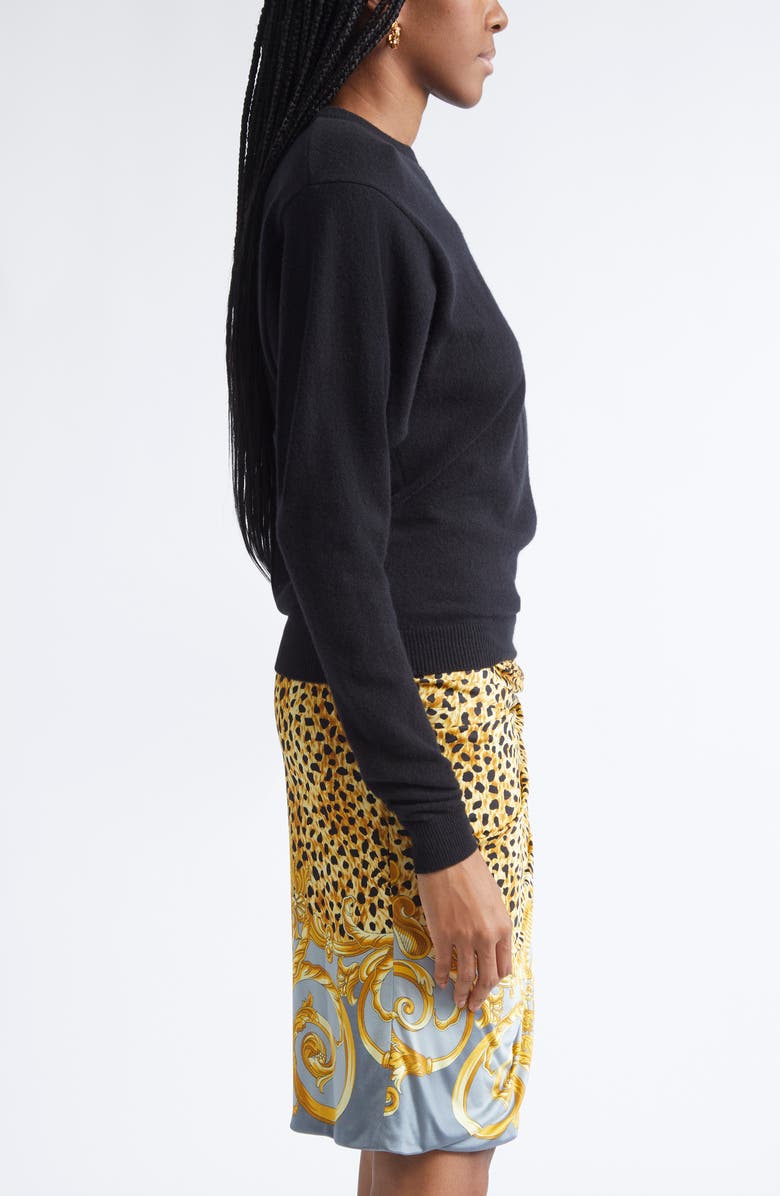 Versace Buckled Virgin Wool Sweater, Alternate, color, Black