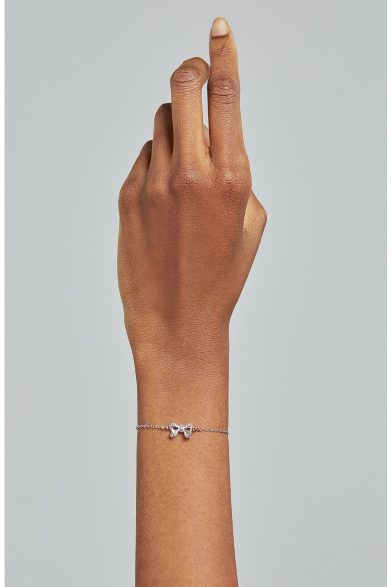 Carsaa Crystal Petite Bow Slider Bracelet, Alternate, color, SILVER TONE