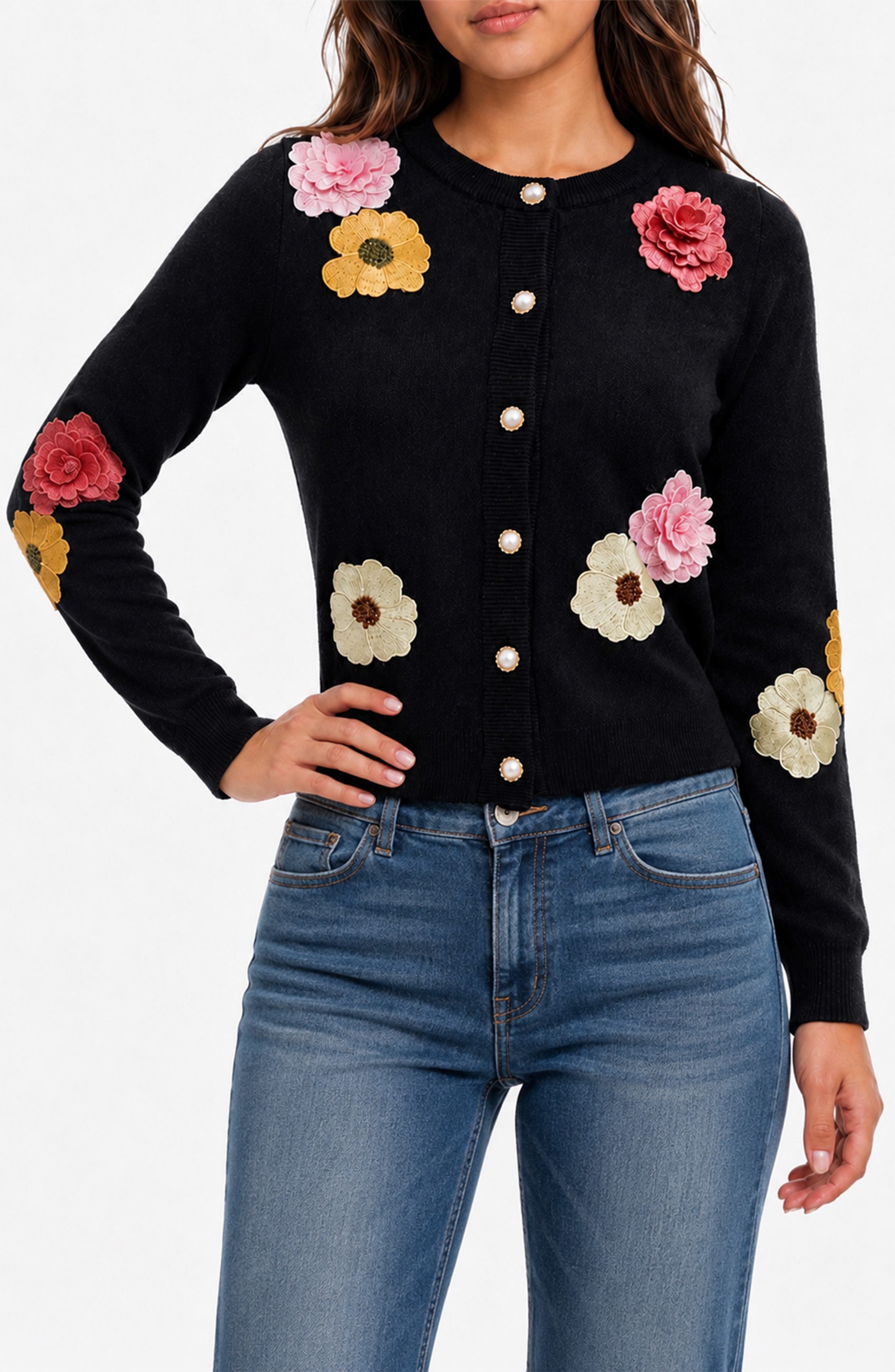 Botanical Appliqué Cardigan