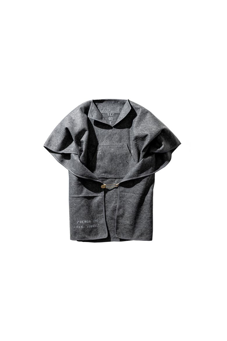 Felted Blanket Poncho, Main, color, Grey