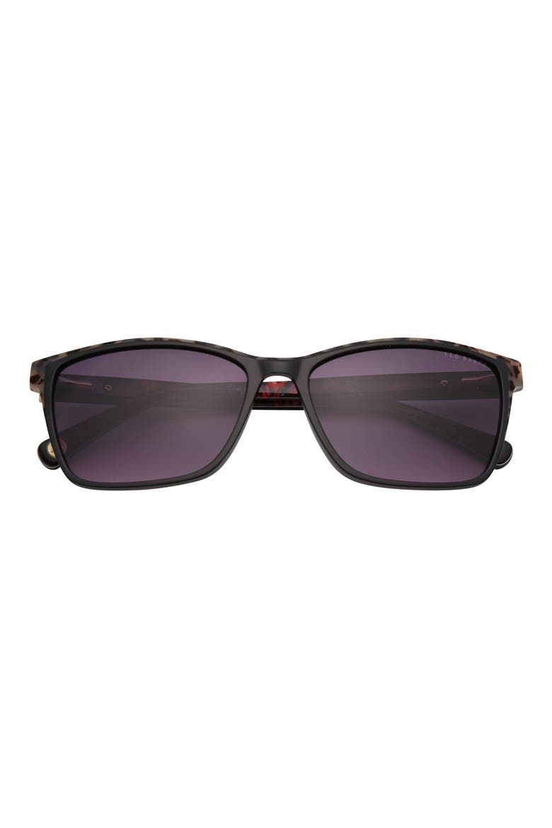 57mm Rectangle Sunglasses, Main, color, BLACK
