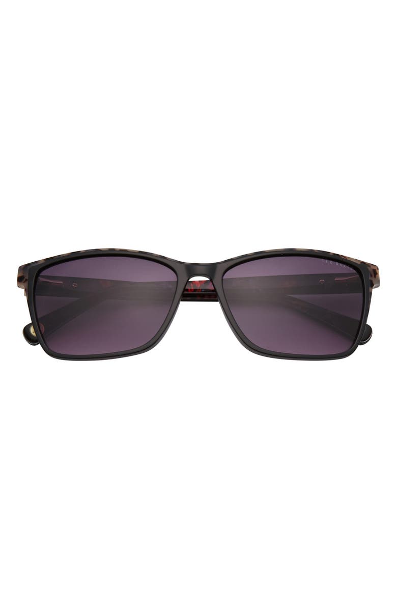 Ted Baker 57mm Rectangle Sunglasses, Main, color, Black