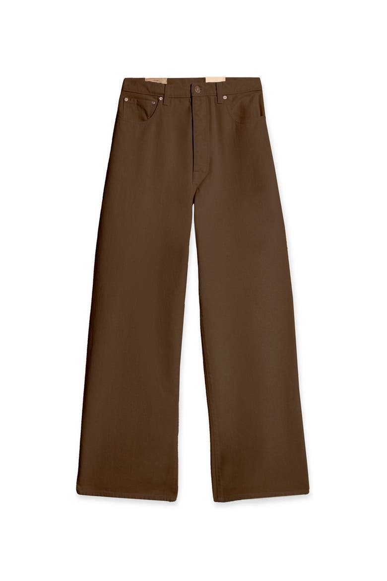 Jaron Wide-Leg Bull Cotton Trousers, Main, color, Brown