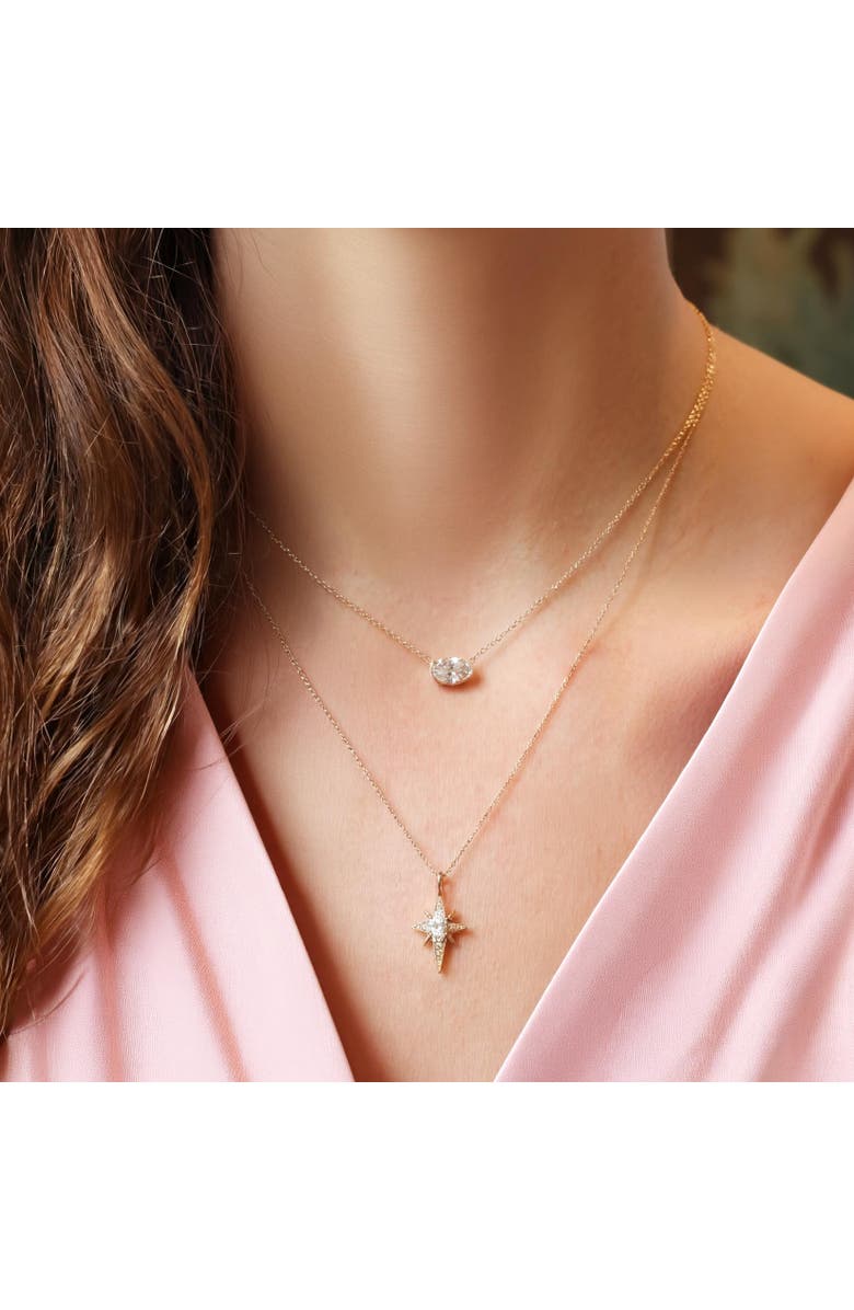 The Lovery Fine Jewelry Lab Grown Diamond Oval Half Bezel Necklace, Alternate, color, 14K Yellow Gold
