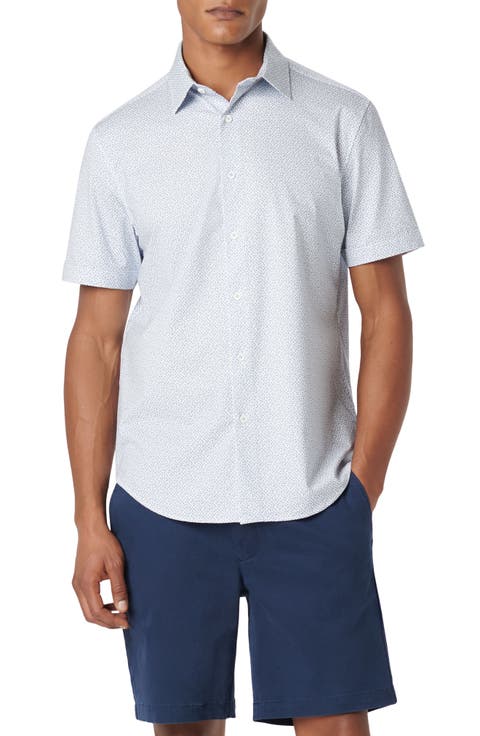 Miles OoohCotton® Geo Print Short Sleeve Button-Up Shirt