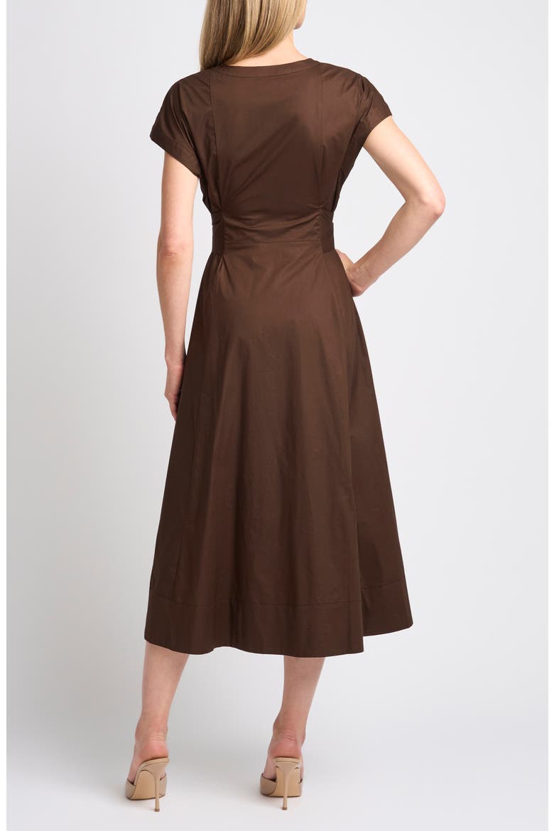 Tie Front A-Line Dress, Alternate, color, CHICORY COFFEE