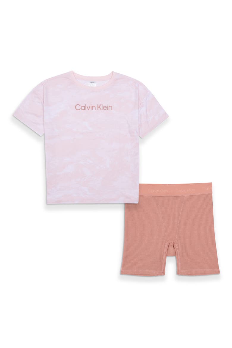 Kids' Thermal Two-Piece Short Pajamas, Main, color, PNK MARBLE/ ROSE DAWN