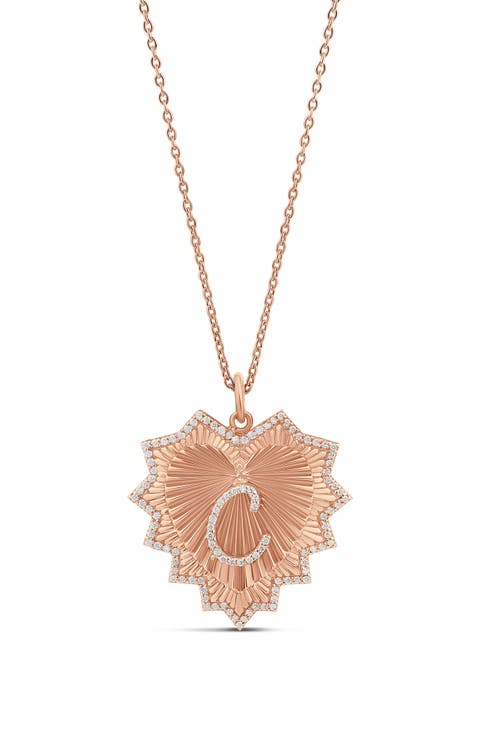 Starburst Pavé Inital Pendant Necklace