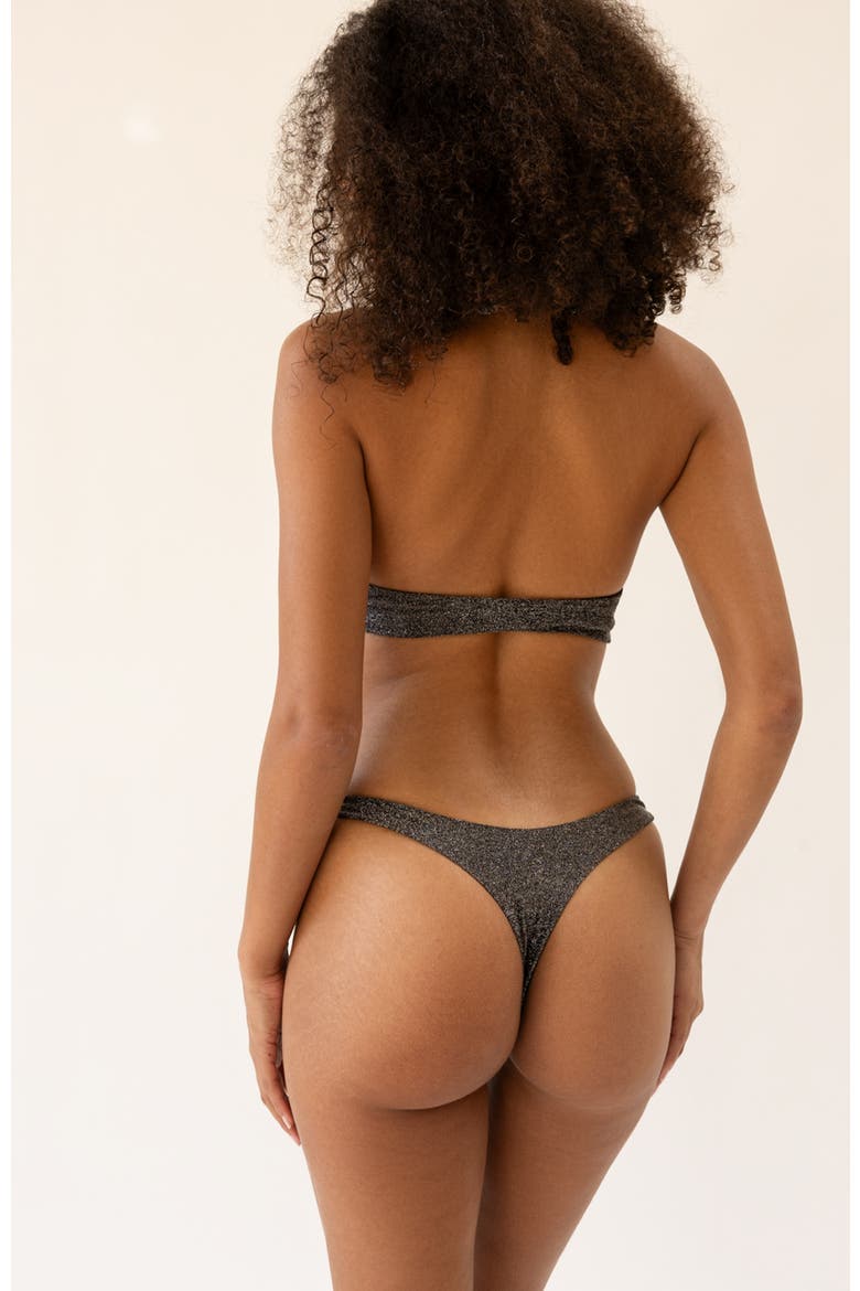 Seaport Thong Bikini Bottom, Alternate, color, Sparkle Black