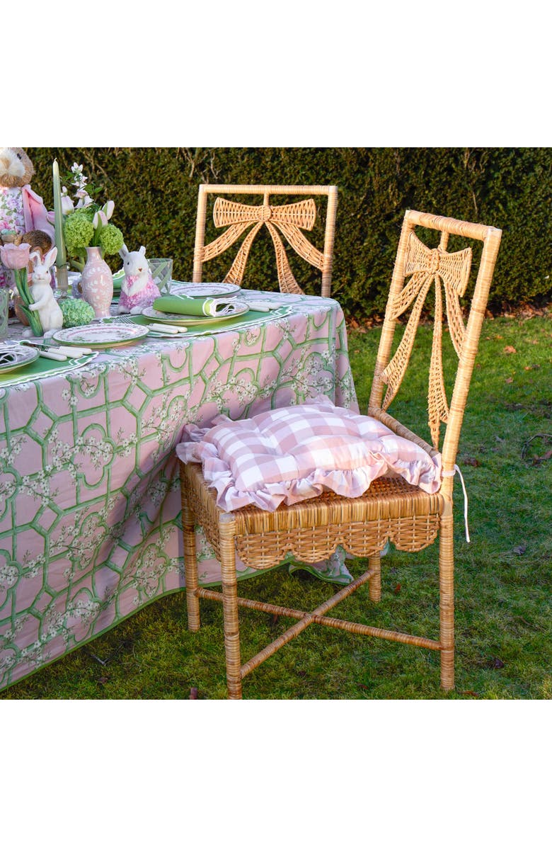 Mrs. Alice Pink Gingham Ruffle Seat Pad Cushion, Alternate, color, Pink