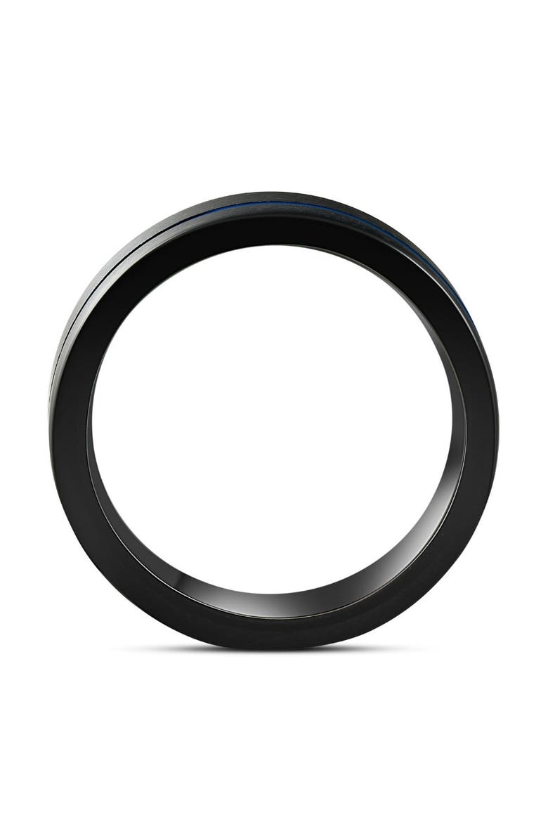 Men's Black & Blue Inlay Tungsten Ring Brushed Ring 8mm Wedding Band, Alternate, color, Tungsten