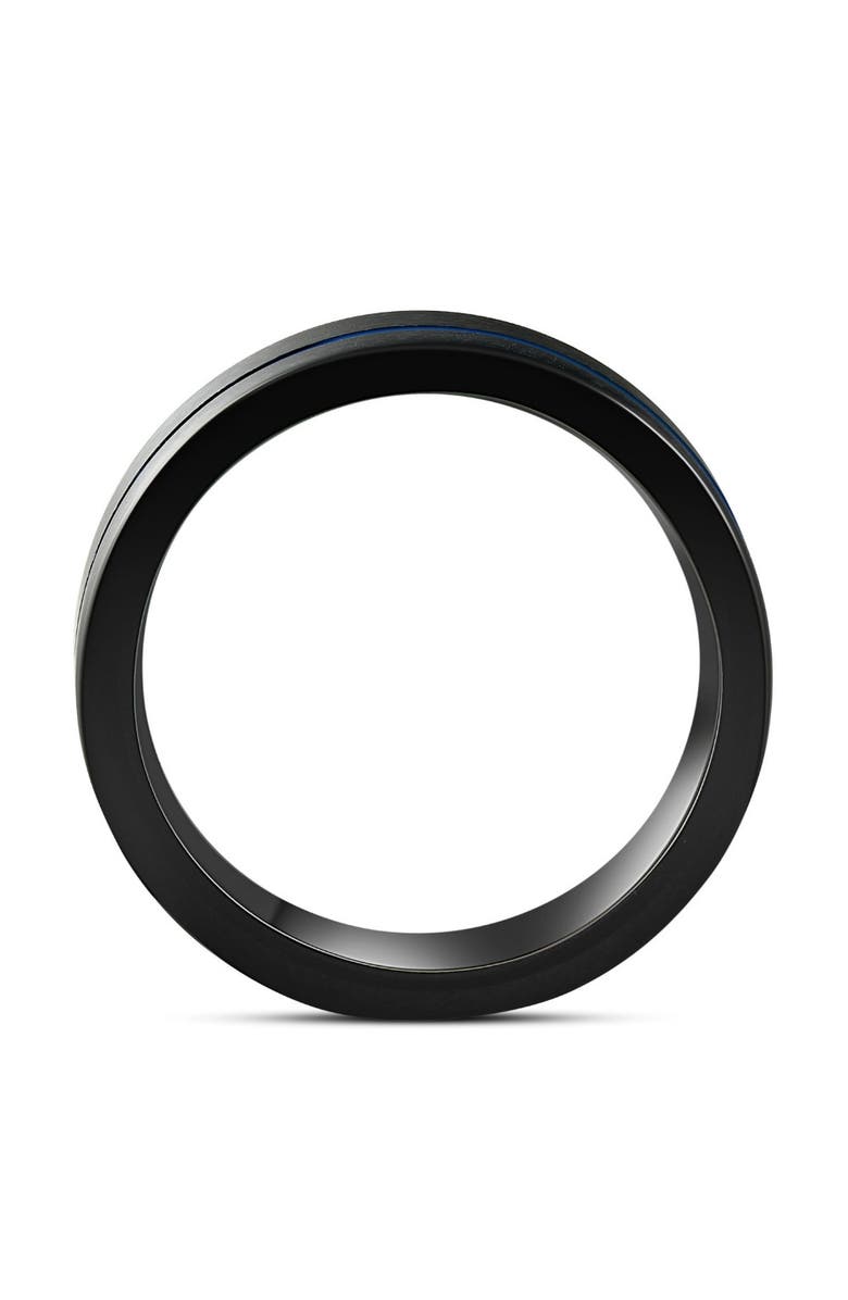 Bliss Diamond Men's Black & Blue Inlay Tungsten Ring Brushed Ring 8mm Wedding Band, Alternate, color, Tungsten