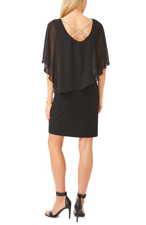 Chaus Crisscross Back Overlay Short Sleeve Dress In Black