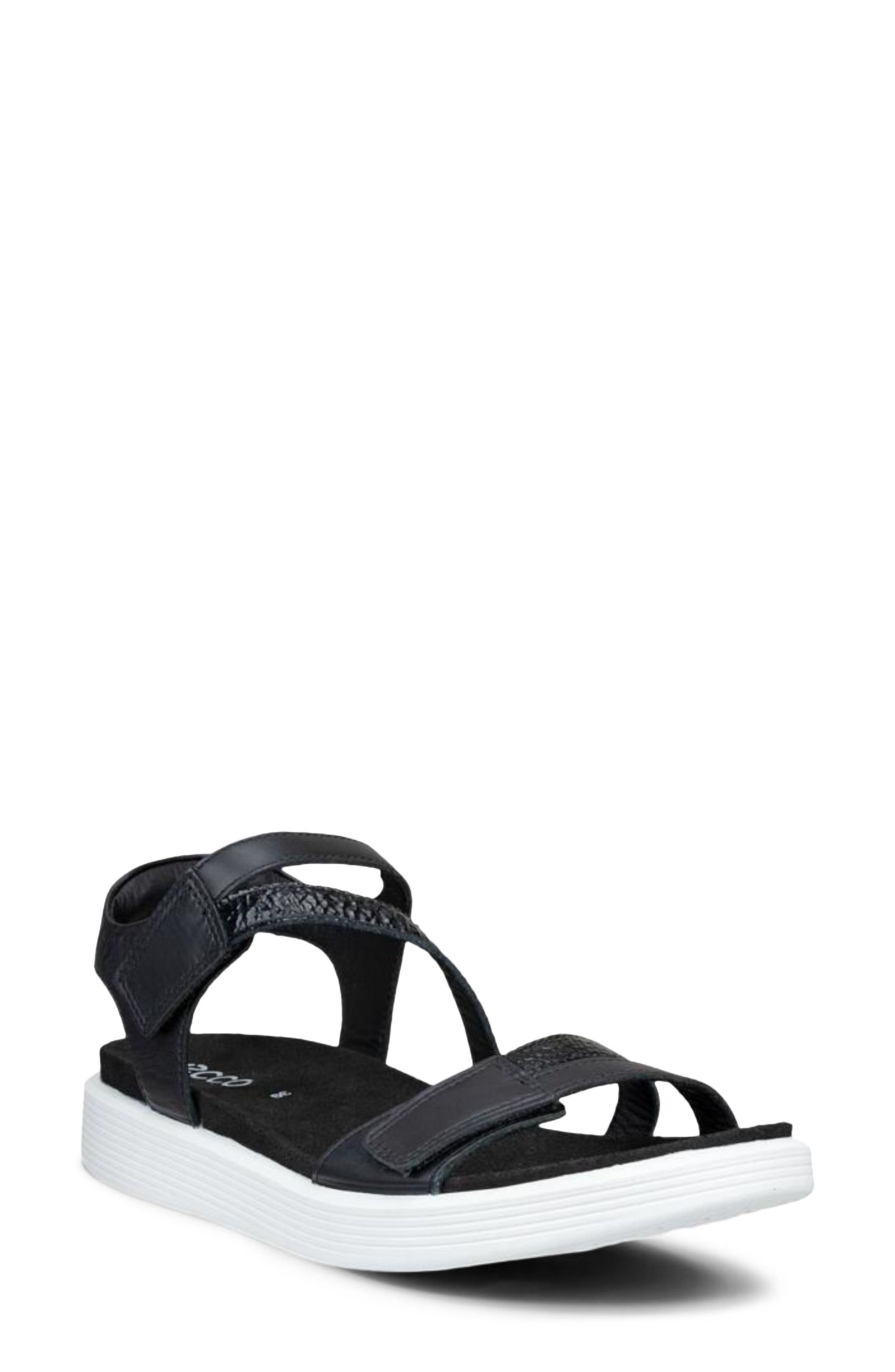 ECCO Soft Three Strap Sandal, Main, color, Black/ Black