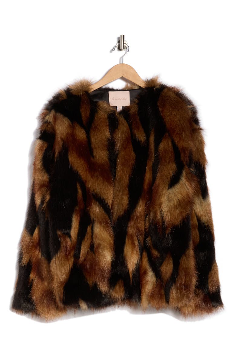 Hutch Vessi Faux Fur Coat, Main, color, Coyote Print