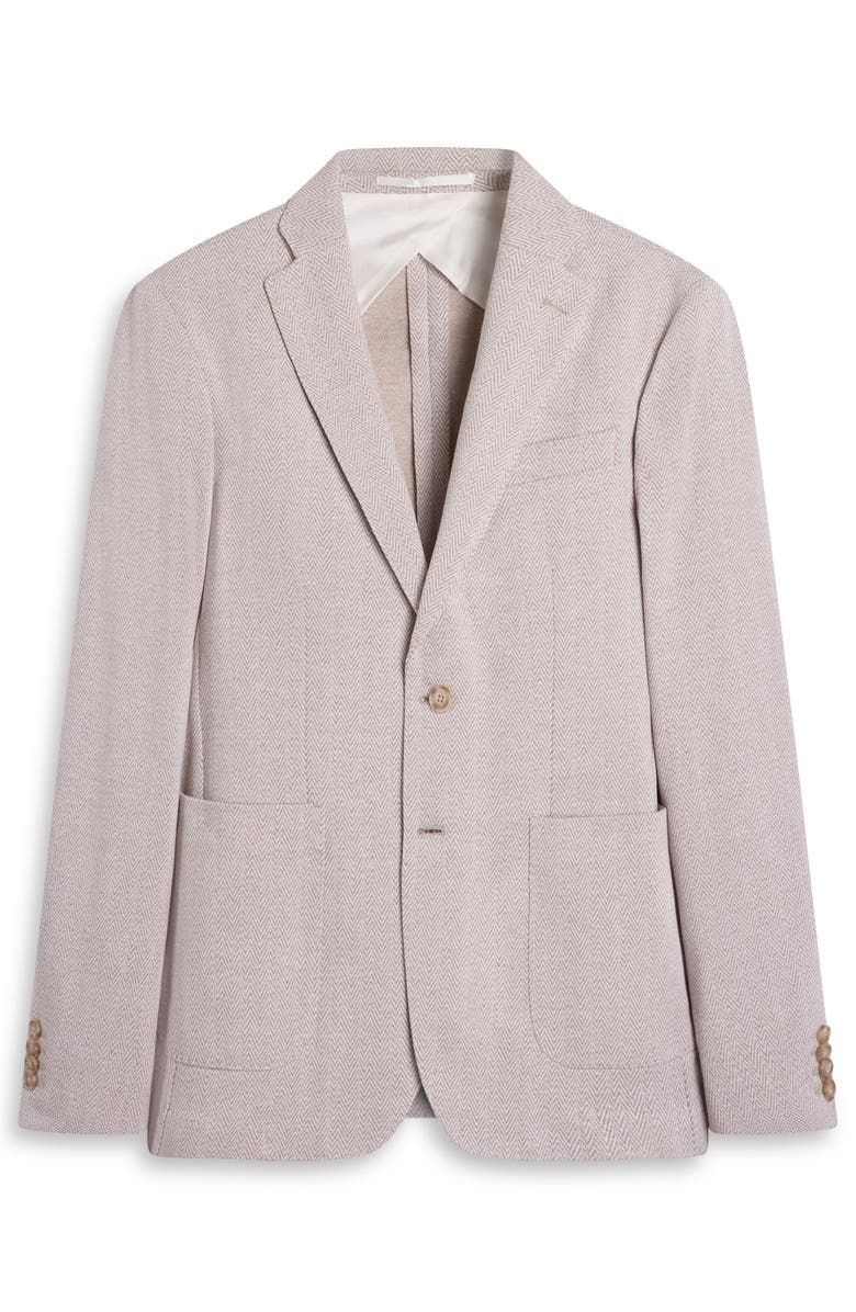 Bugatchi Tan Herringbone Knit Cotton Blend Sport Coat, Alternate, color, Sand