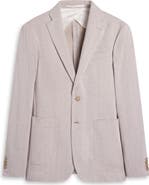Bugatchi Tan Herringbone Knit Cotton Blend Sport Coat