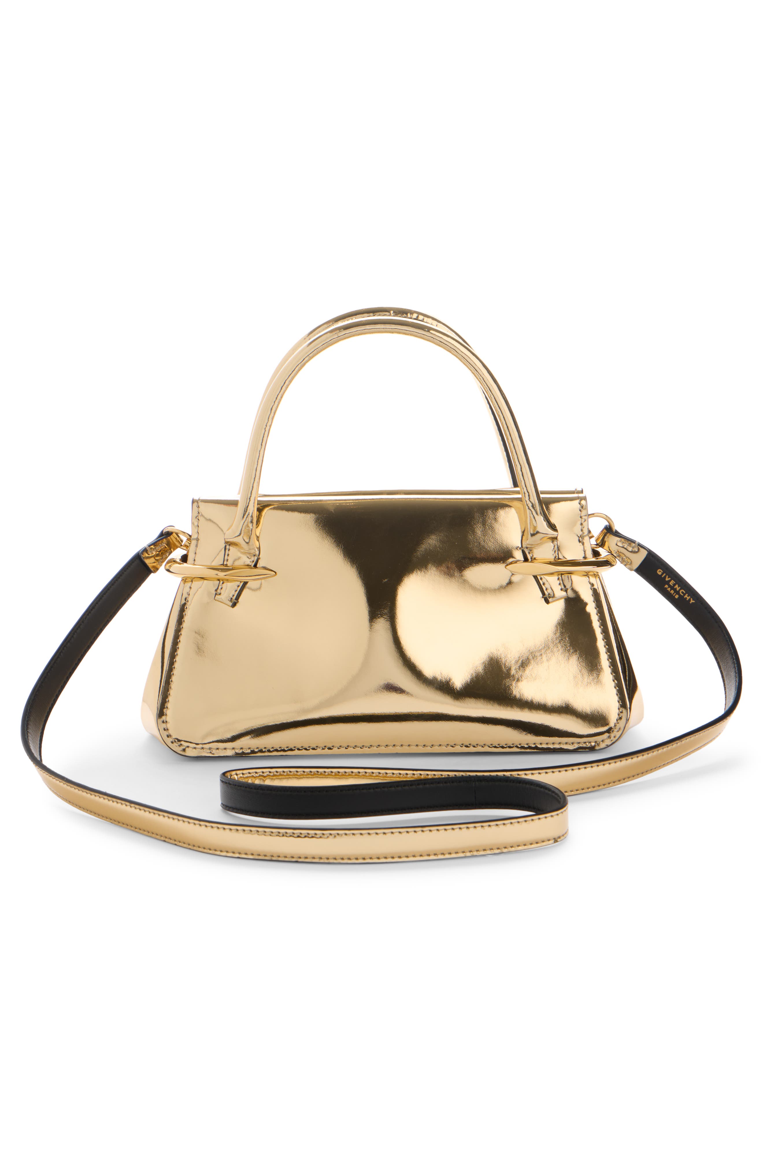Givenchy Mini Pinch Metallic Leather Top Handle Bag, Alternate, color, 715-Golden