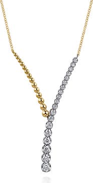 Gabriel & Co. 14k Gold Bead & Stone Y-Necklace