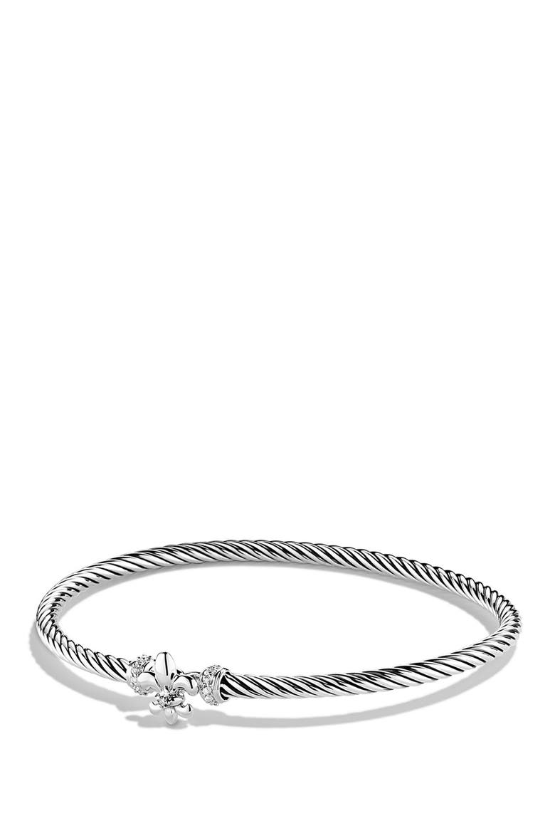 'Cable Collectibles' Fleur de Lis Bracelet with Diamonds, Main, color, DIAMOND