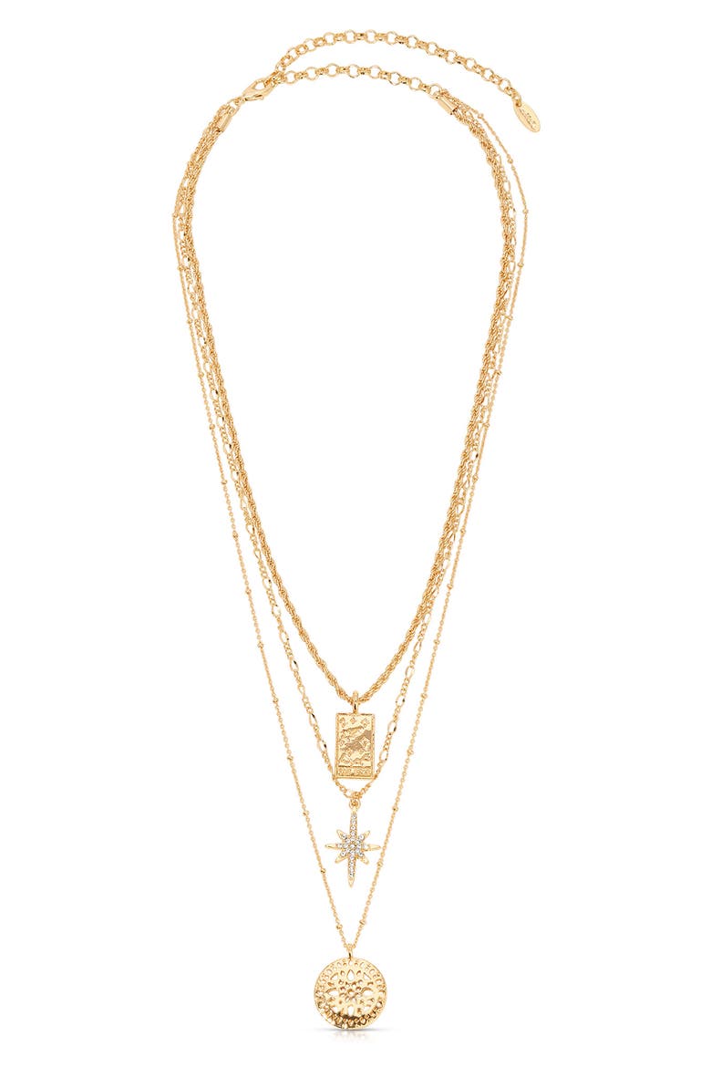Celestial Layered Chain Necklace, Alternate, color, GOLD