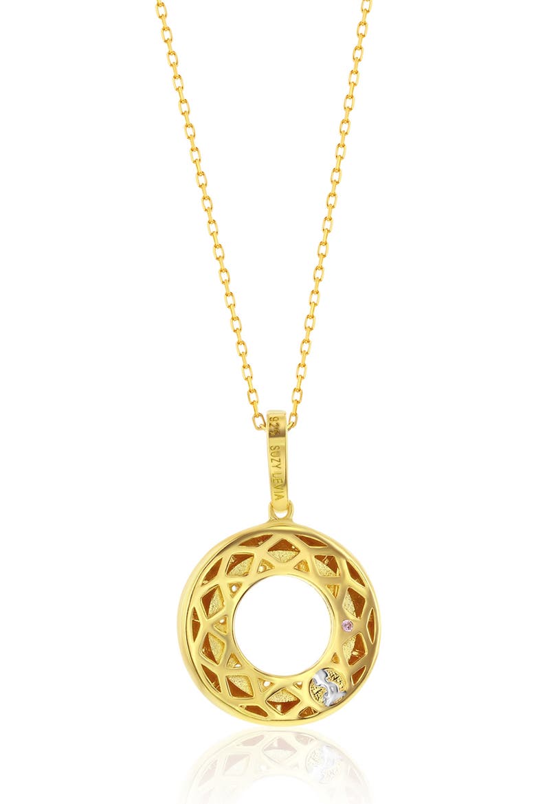 Cubic Zirconia Sunburst Pendant Necklace, Alternate, color, YELLOW