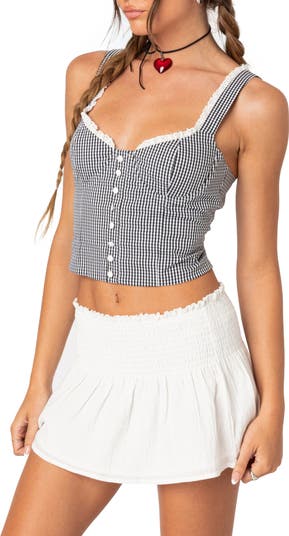 EDIKTED Gingham Bustier Corset Cotton Top | Nordstrom