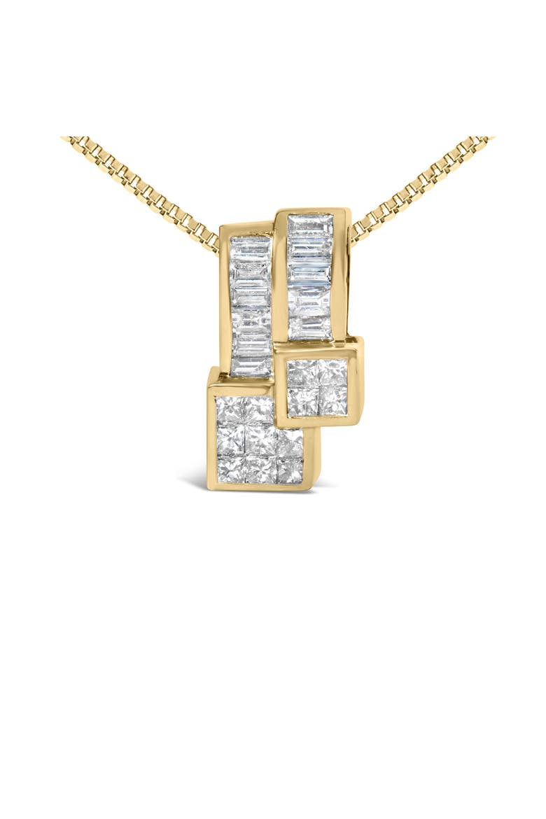 14K Yellow Gold 1 1/2 cttw Diamond Geometric Pendant Necklace, Alternate, color, Yellow