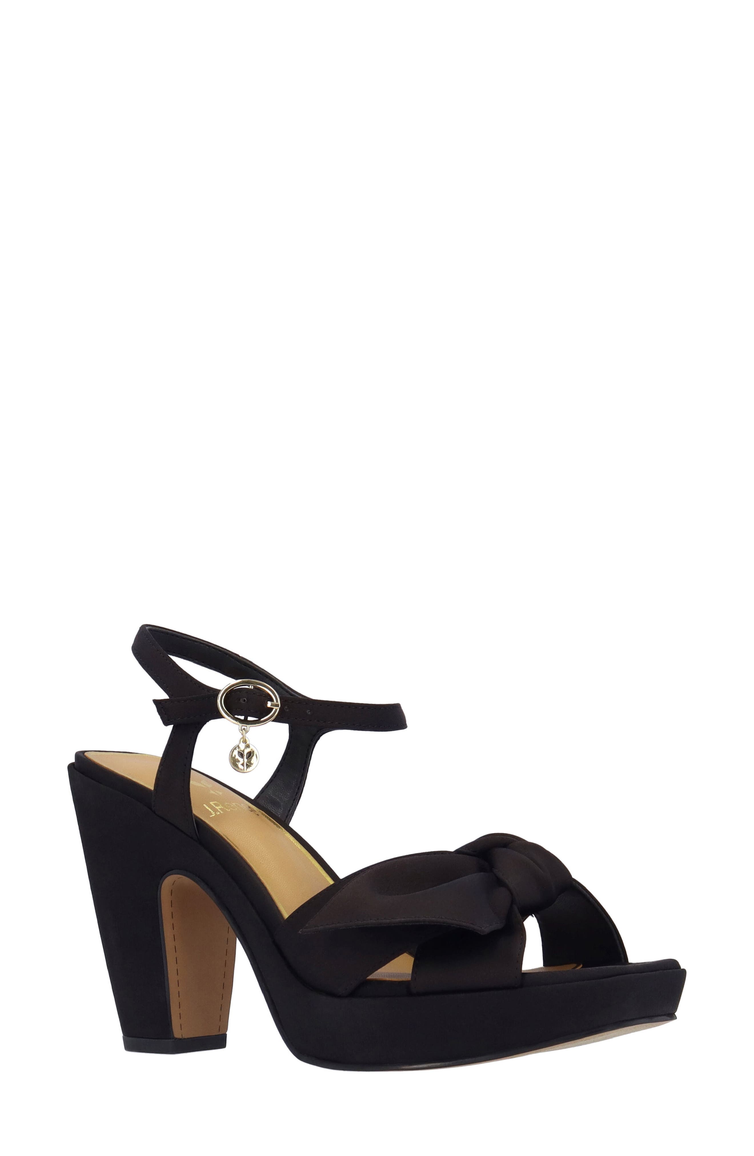 J. Reneé Burkett Ankle Strap Platform Sandal, Main, color, Black