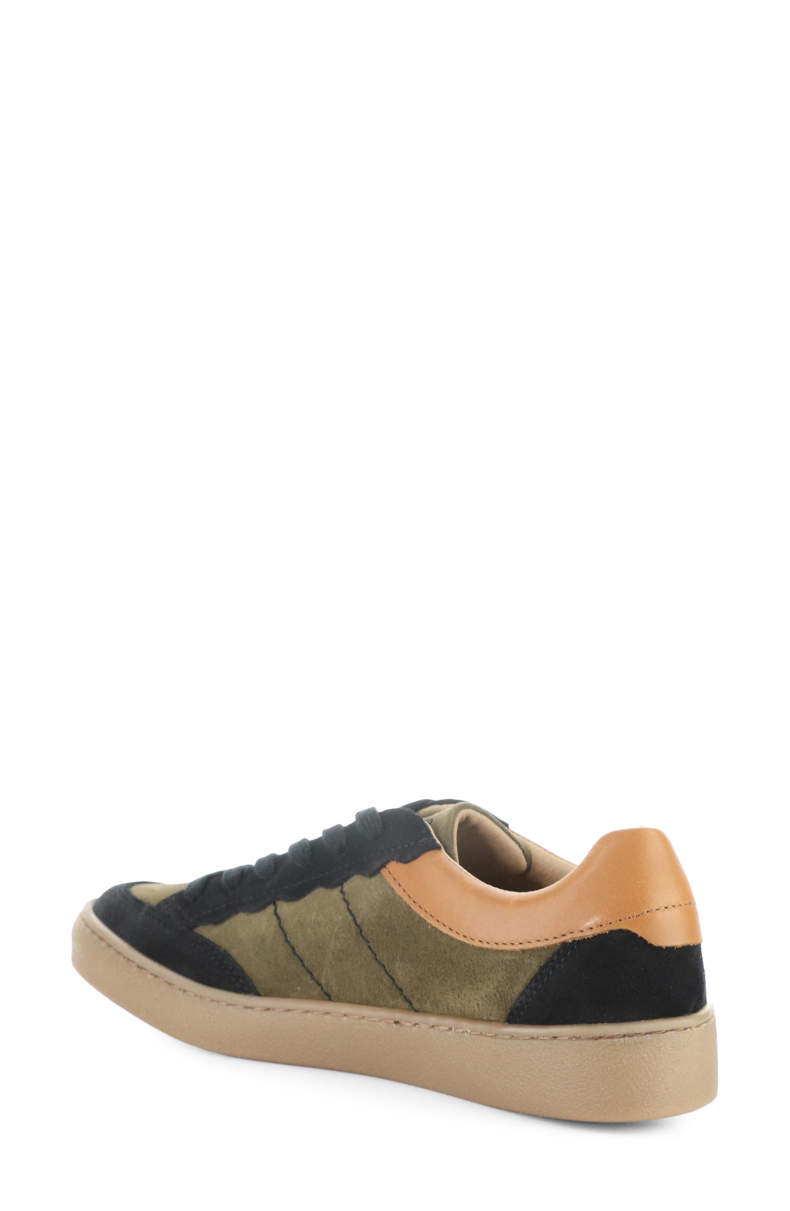 Bos. & Co. Missy Low Top Sneaker, Alternate, color, Black/ Olive Suede/ Patent