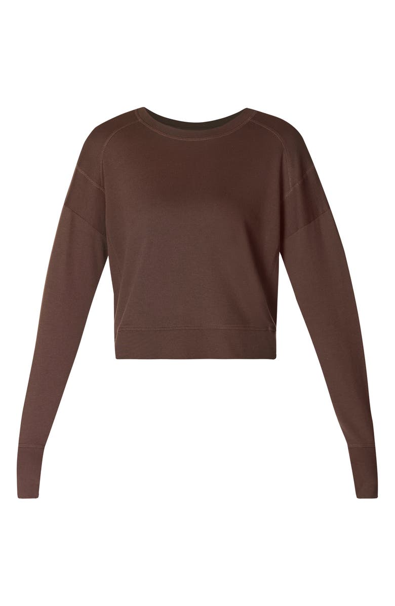 Sweaty Betty After Class Cotton Blend Crop Sweatshirt, Alternate, color, Cacao Brow