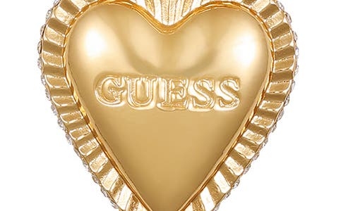 Guess Heart Pavé Pendant Toggle Necklace In Gold