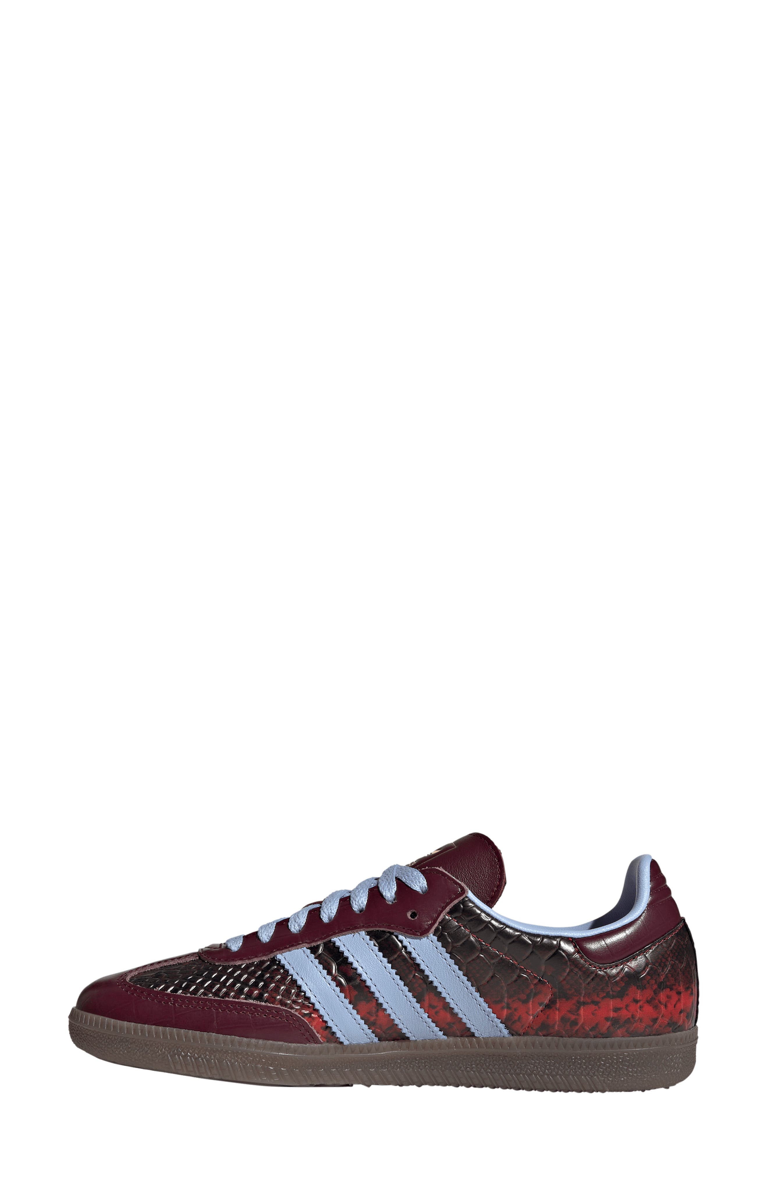 Samba OG Leather Sneaker, Alternate, color, MAROON/ BLUE DAWN/ GOLD MET.