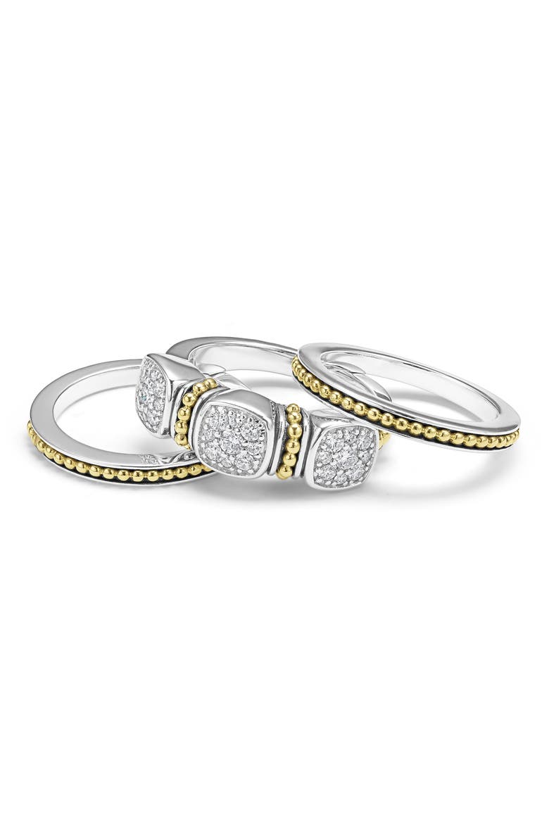 Rittenhouse Set of 3 Diamond Pavé Stacking Rings, Alternate, color, SILVER