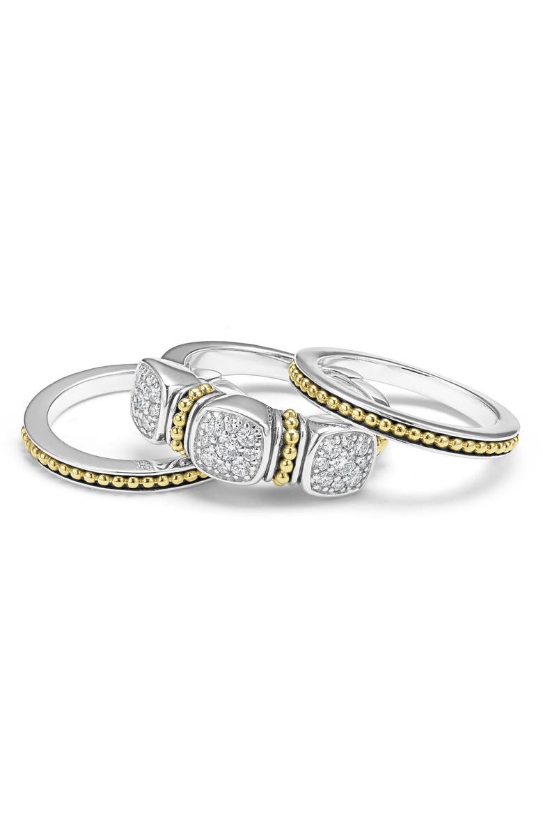 LAGOS Rittenhouse Set of 3 Diamond Pavé Stacking Rings, Alternate, color,