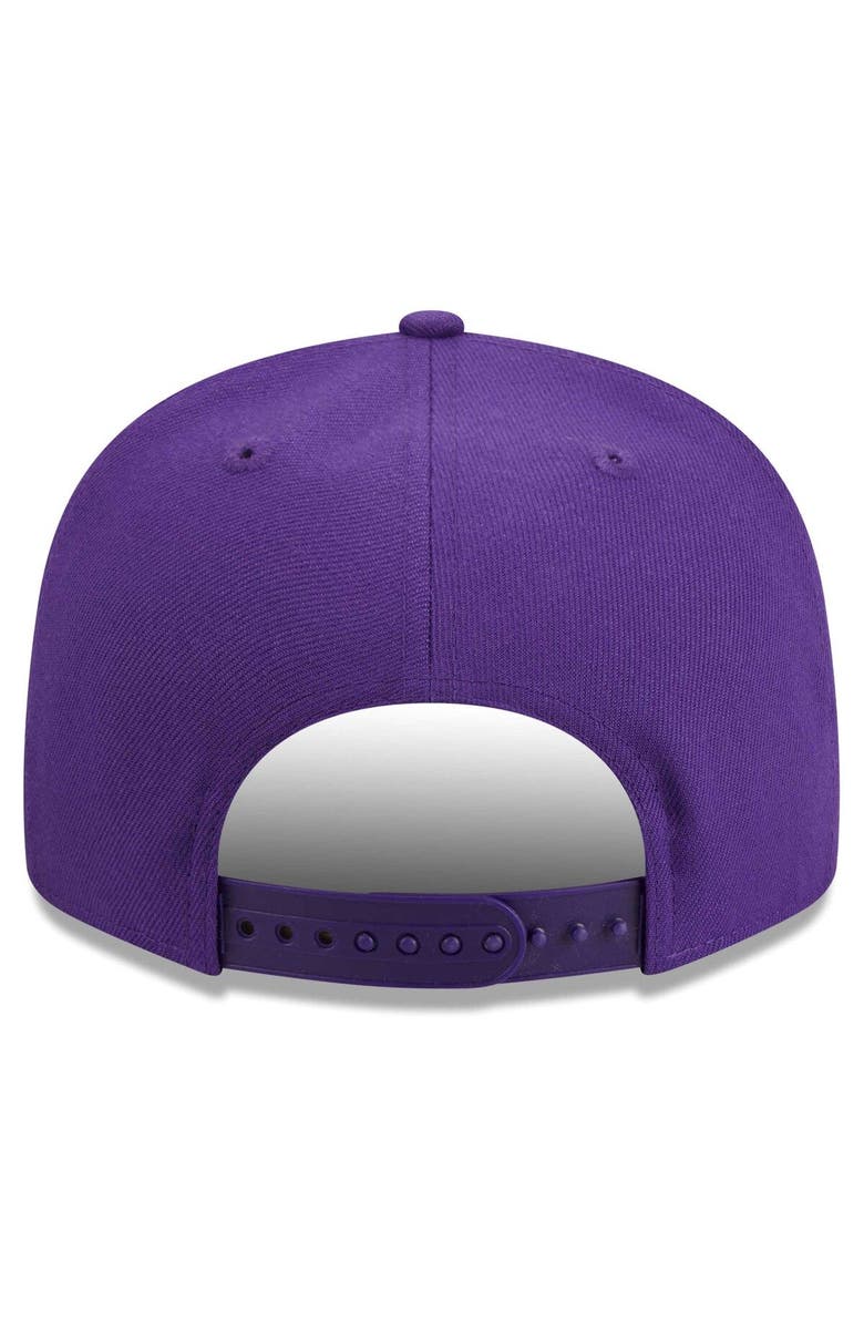 New Era Men's New Era Purple Los Angeles Lakers Golden Tall Text 9FIFTY Snapback Hat, Alternate, color, Purple