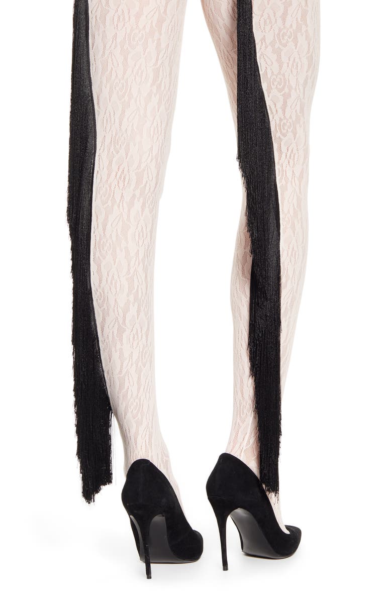 Gucci Fringe Floral Lace Tights, Alternate, color,