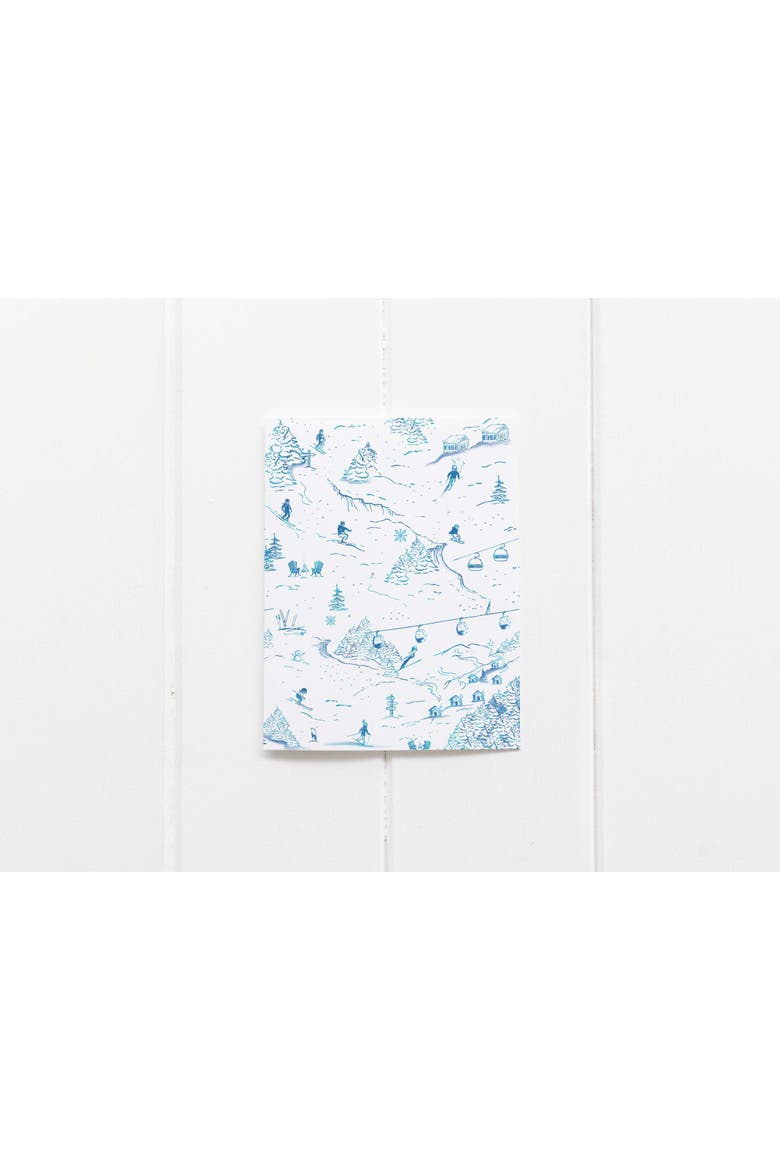 Winter/Holiday Ski Blue Toile Greeting Card Pack, Alternate, color, Multi-Pack