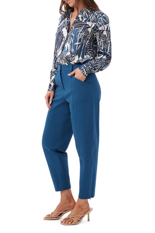 Trina Turk Cassavetes 2 Printed Button Up Top In Blue