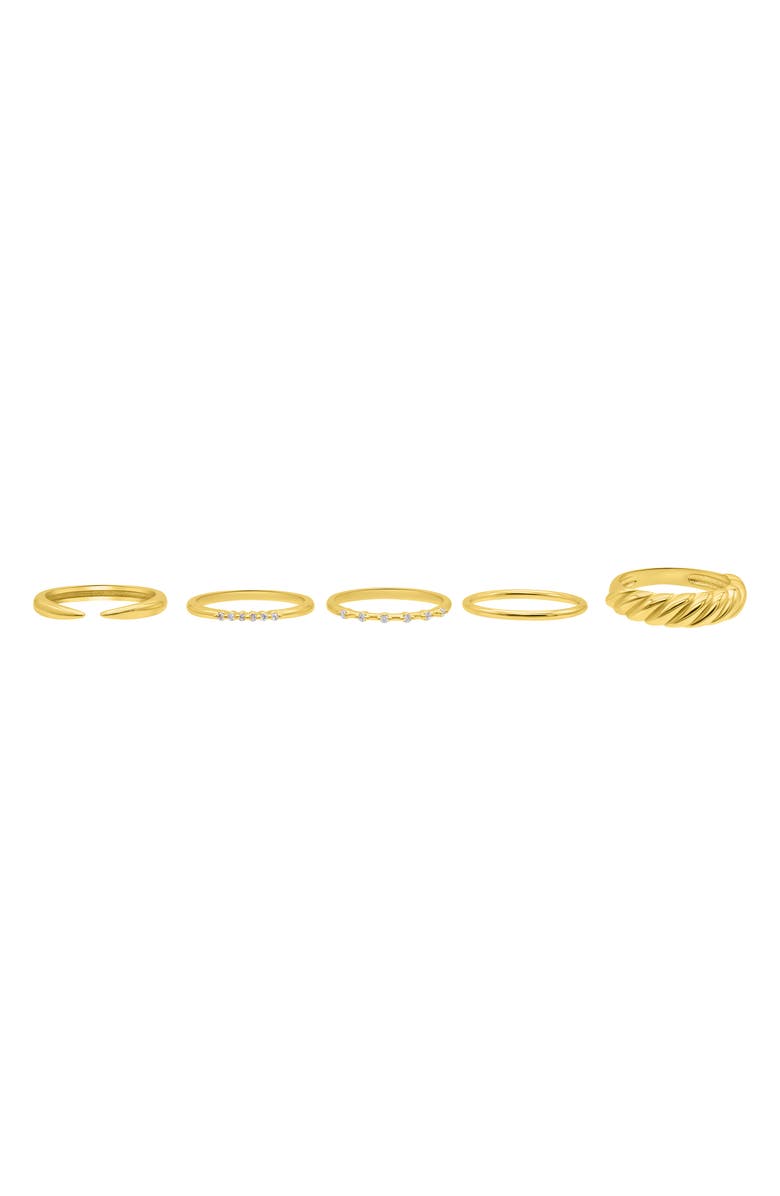 Adornia Set of 5 Mixed CZ Stackable Rings, Alternate, color, Gold