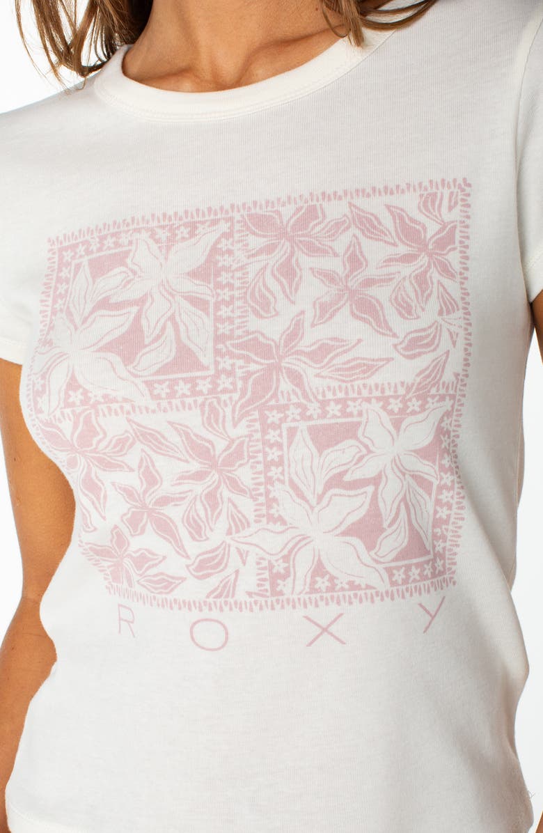 Roxy Flower Tile '90s Graphic Baby Tee, Alternate, color, Cloud Dancer