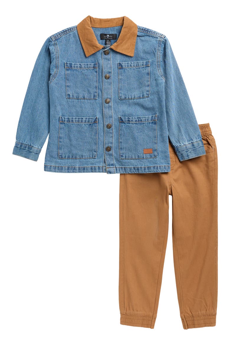 Kids' Denim Jacket & Joggers Set, Main, color, VINTAGE BLUE WASH