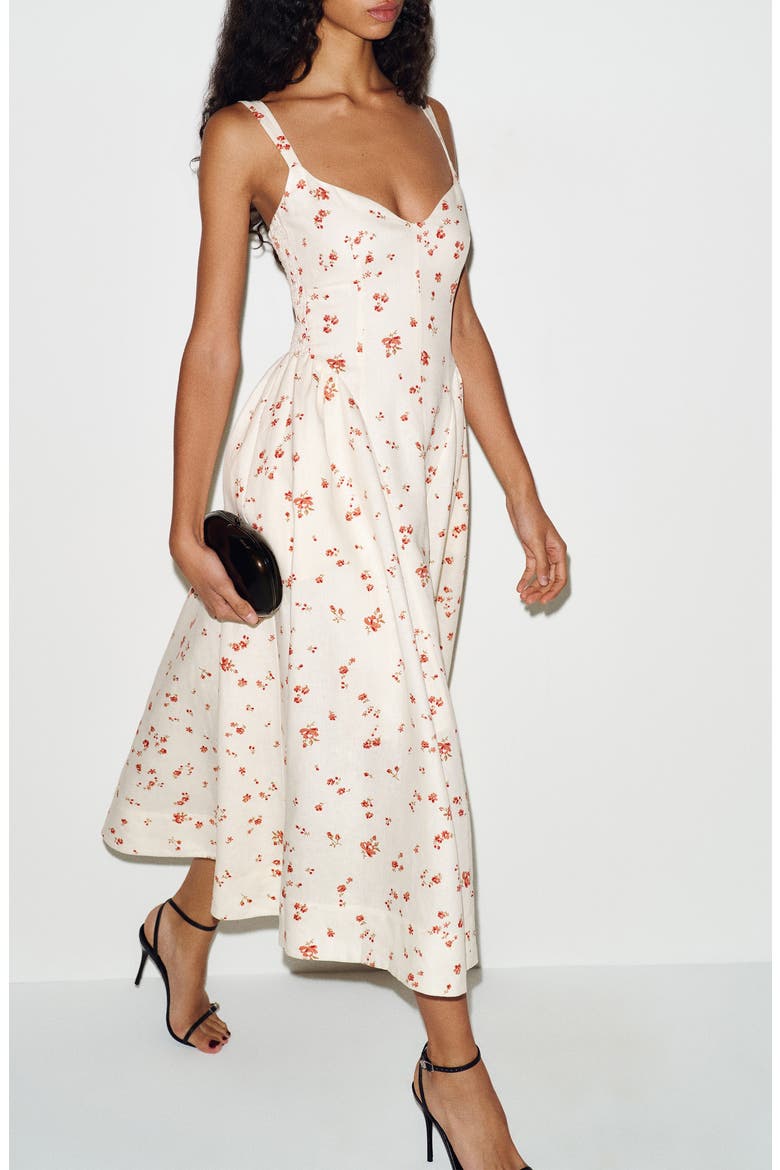Birdie Floral Linen Midi Dress, Alternate, color, LOVIE