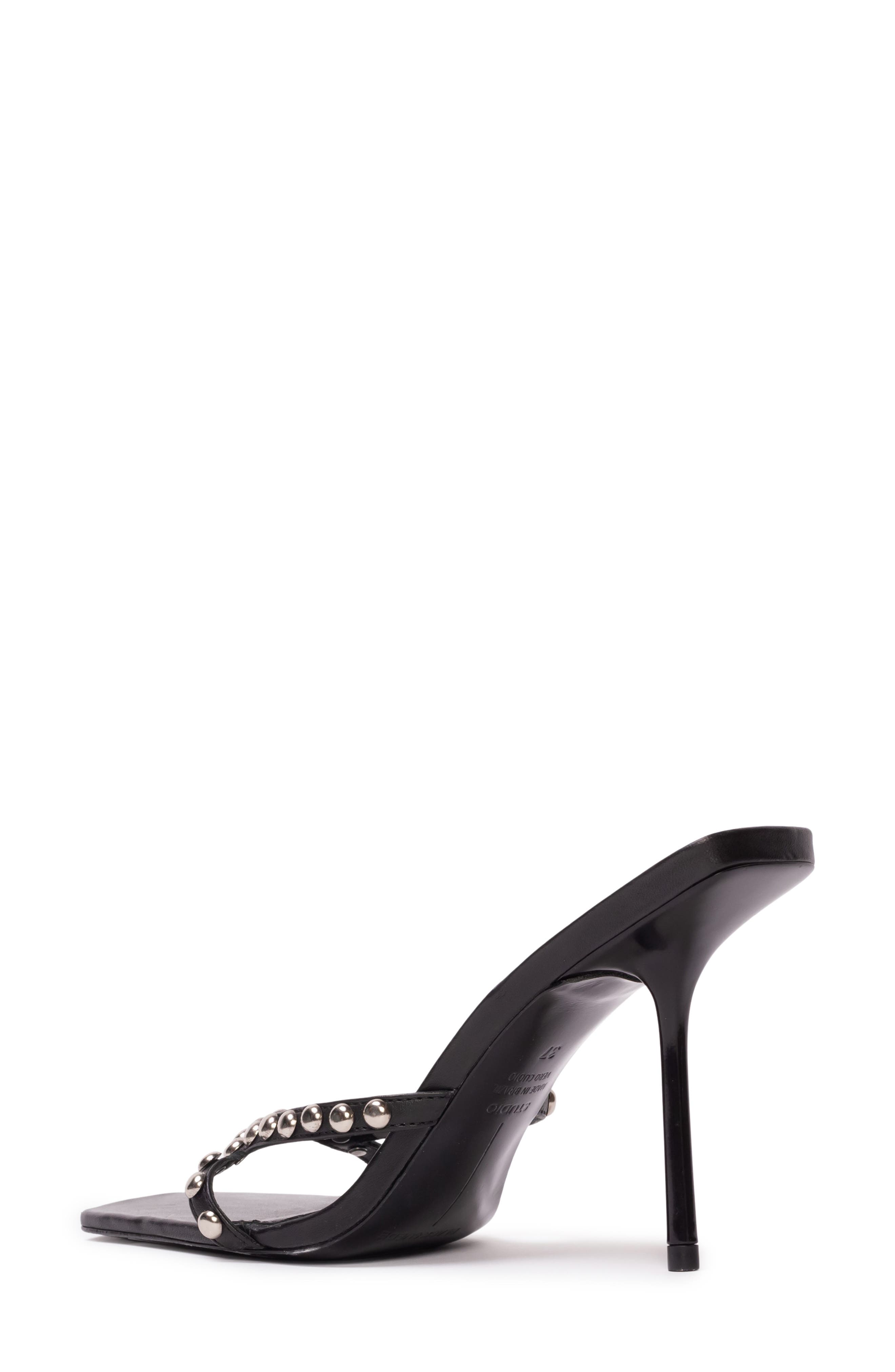 BLACK SUEDE STUDIO Leo Slide Sandal, Alternate, color, Black Buffed Nappa Studs