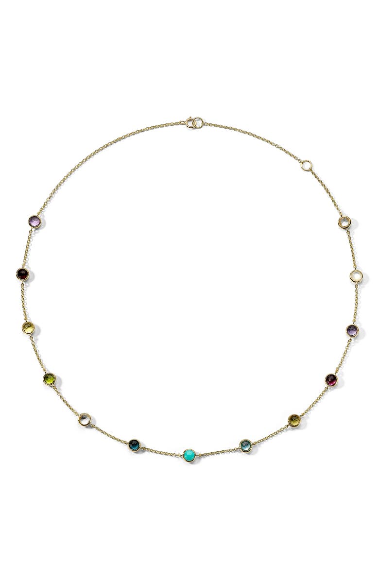 Ippolita Multicolored Gemstone Station Necklace, Main, color, Green Gold