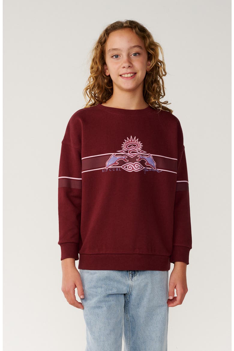 Kids' Dolphin Archive Crewneck Sweatshirt, Main, color, DARK PLUM