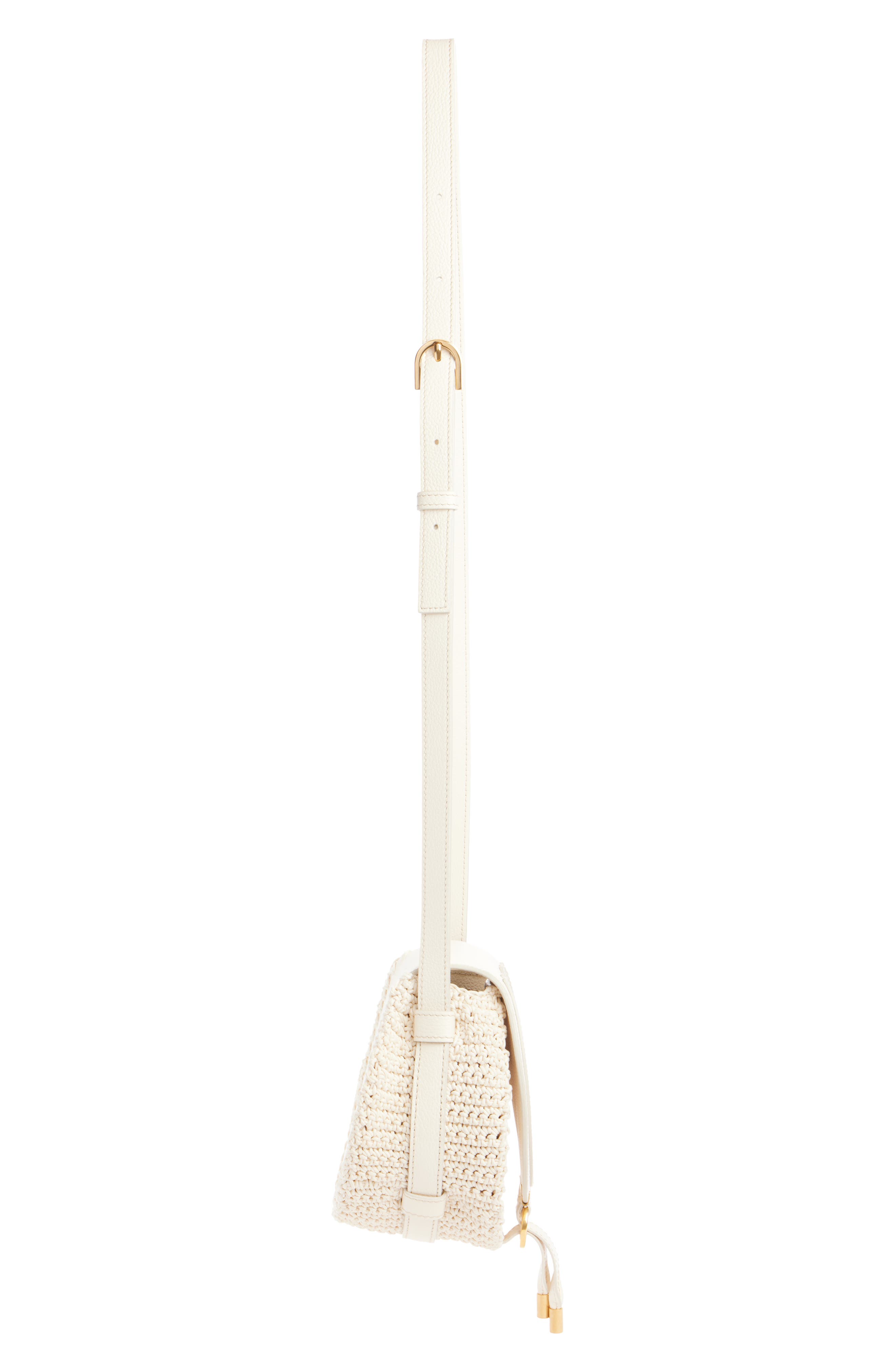 Chloé Small Marcie Crochet Trim Leather Crossbody Bag, Alternate, color, 